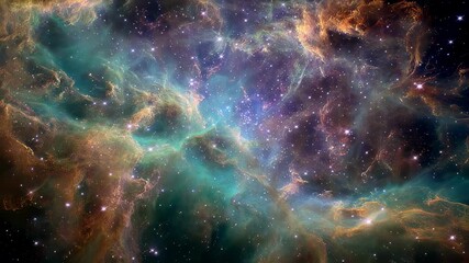 Wall Mural - Nebula clouds and star clusters shining brightly in the vast expanse of deep space create a mesmerizing cosmic landscape filled with vibrant colors and glowing energy