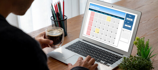 Wall Mural - calendar on computer software application for modish schedule planning for personal organizer and on
