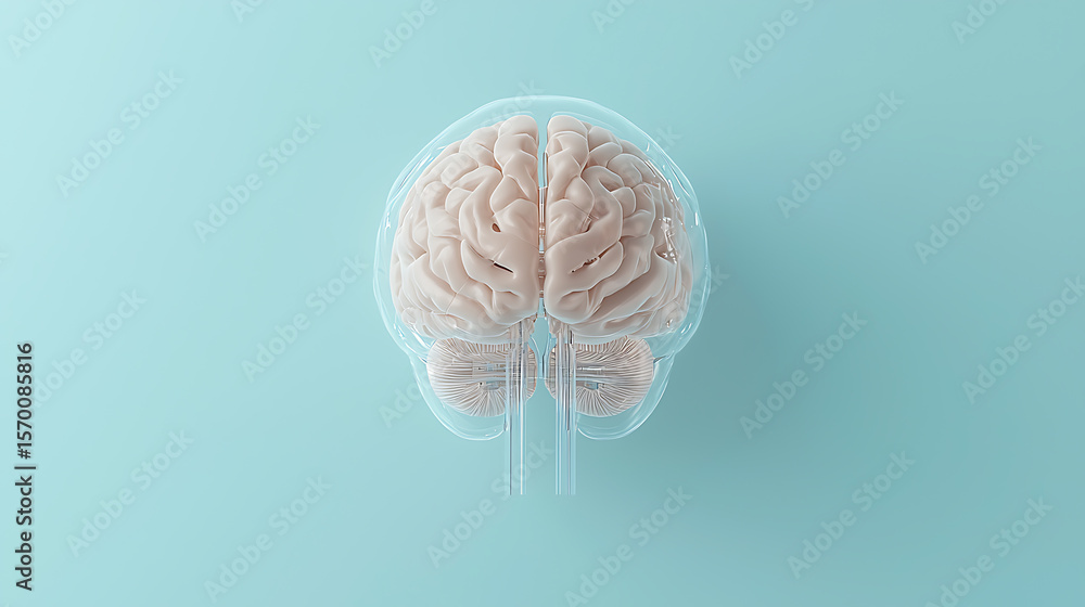 Human brain model: A close-up of a brain with clear enclosure ...