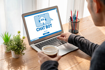 Wall Mural - chatbot software application for modish online business that automatically reply to customer questio
