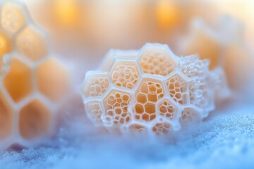 Wall Mural - Intricate honeycomb structure, resembling a delicate, organic cell or crystal formation.