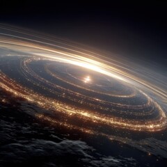 Wall Mural - a breathtaking view of swirling lights in space creates a vibrant spiral effect around a glowing cen