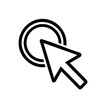 © FryArt - Cursor hovering over a button outline icon pointing clicking selecting in black background for user interface or web design projects