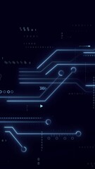 Wall Mural - animation of circuit board pattern over binary codes and connected dots on black background