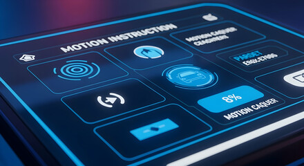 Futuristic Interface Visualizing Motion Instruction On Vehicle Digital Control Panel