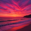 © Denys - Vibrant ocean sunset with stunning pink and purple sky reflections