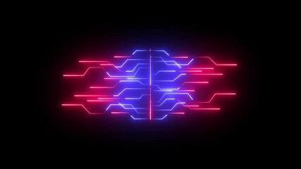 Wall Mural - Digital Data moving on Circuit Board and CPU loop backgrounds. Computer Processing and organizing data. modern computer technology . Futuristic neon circuit board animation.Digital Data moving