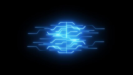 Wall Mural - Digital Data moving on Circuit Board and CPU loop backgrounds. Computer Processing and organizing data. modern computer technology . Futuristic neon circuit board animation.Digital Data moving