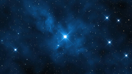 Wall Mural - Stunning Deep Blue Night Sky Filled with Bright Stars and Twinkling Lights in an Expansive Cosmic Landscape with Nebulae and Celestial Wonders