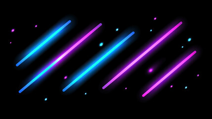 Wall Mural - vibrant neon light streaks with starry bokeh effect on black background for creative designs and mod