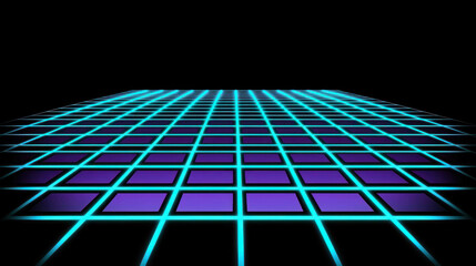 Wall Mural - futuristic neon grid pattern with vibrant colors on dark background for tech and digital art use in 