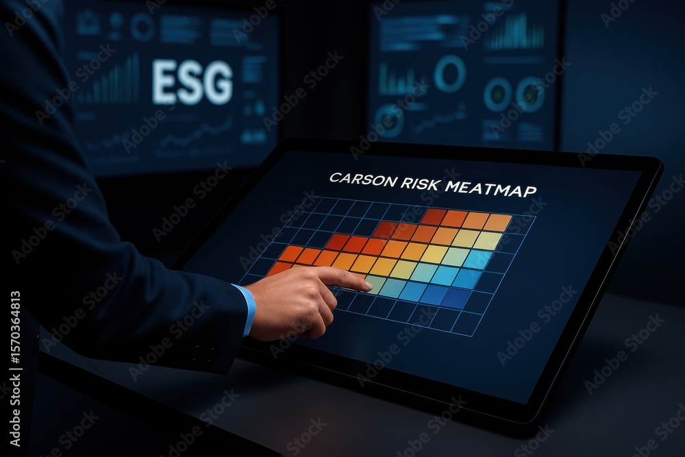 Esg Riskmap Matrix Example Touchscreen Carbon Risk Matrix in ESG Context Stock Photo | Adobe Stock