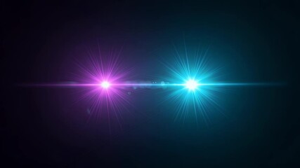 Wall Mural - Two bright points of light in magenta and cyan on a dark gradient background