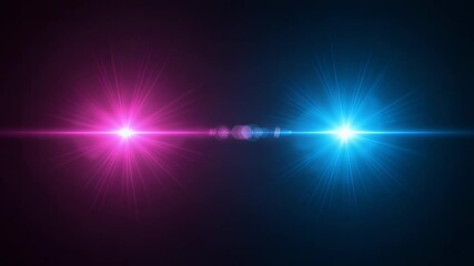 Wall Mural - Two vibrant lens flares pink and blue, creating a visual balance on a dark background