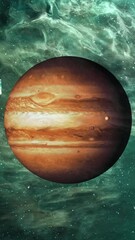 Wall Mural - Animation of planets in green smoky space
