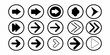 © NAYON89 - Diverse Arrow Icon Set in Black Circles on White Background