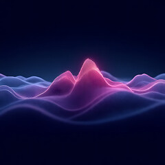 Wall Mural - abstract digital landscape with glowing pink and purple peaks and valleys against a dark blue gradie