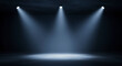 © Febi - Dark Room Illuminated By Three Spotlights Projecting Light Beams Onto Floor And Forming a Central Focus Area
