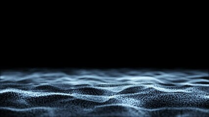 Wall Mural - dotted waves abstract sea landscape on loop copy space black background.