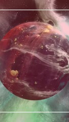 Wall Mural - Animation of white frame over planet on sky with stars