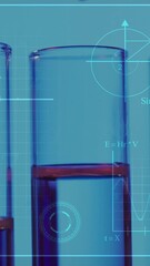 Wall Mural - animation of scientific data processing over test tubes in laboratory