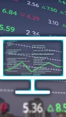 Wall Mural - Stock market data and financial chart animation over cityscape background
