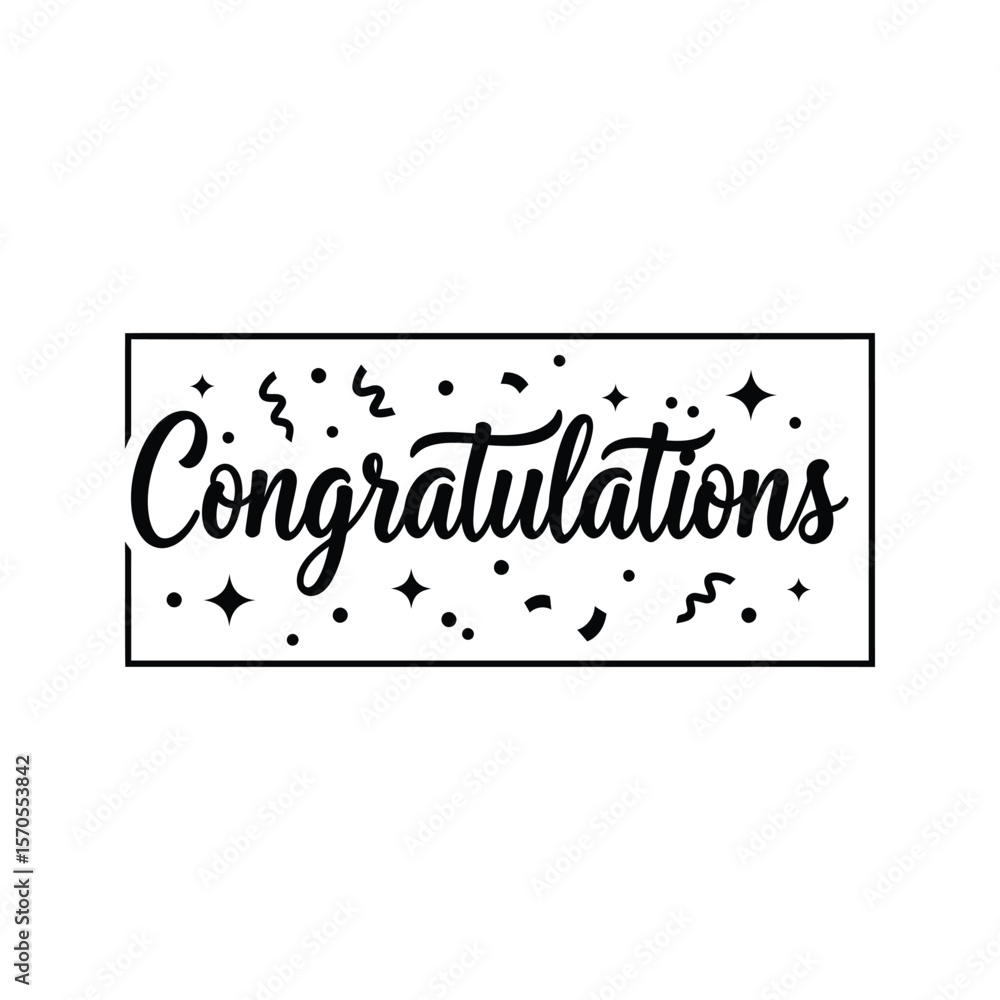 Achievent Lettering Design Congratulations Handwritten Lettering with Confetti Celebration ...