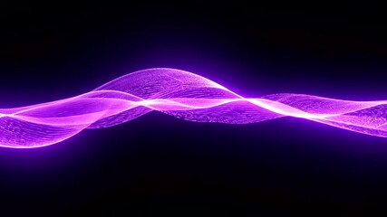 Wall Mural - abstract representation of vibrant purple waves flowing smoothly against a black background