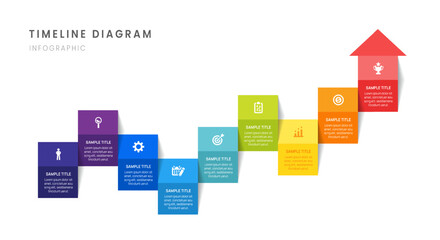 Wall Mural - business roadmap timeline infographic with 9 milestones elements, diagram, arrow, and icon, vector.