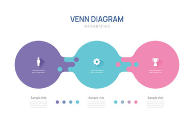 Wall Mural - venn diagram business infographic circle chart template 3 options, presentation with venn diagram el