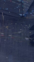Wall Mural - animation of financial data processing over cityscape