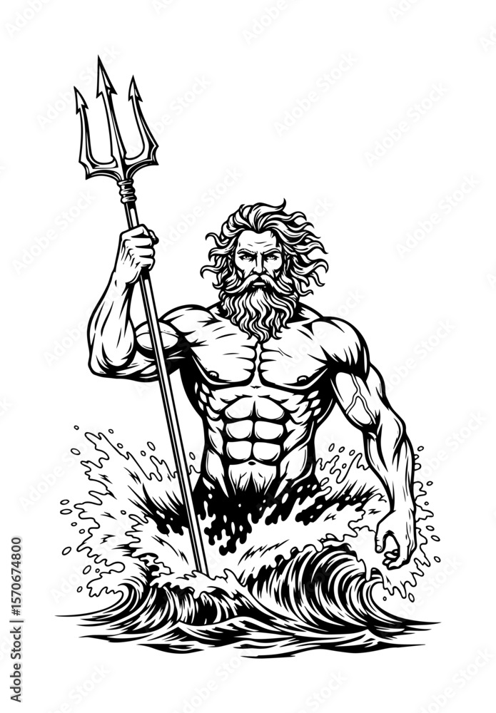 poseidon god of the sea with trident Stock Vector | Adobe Stock