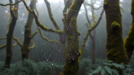 spider web in the morning