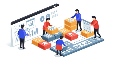 digital interface and software development illustration of technology and teamwork