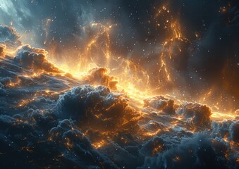 Wall Mural - Cosmic cloud nebula mystery universe astrology and light shine glowing explosion way space travel.
