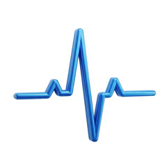 3d icon of a vibrant blue 3d rendering of a heartbeat graphic, symbolizing health, vitality, and the rhythm of life isolated on transparent background