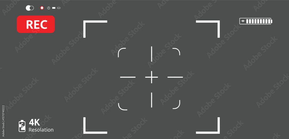 "4K Camera Viewfinder Recording Screen – REC Interface with Focus Frame ...