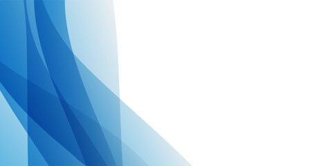 Wall Mural - minimal abstract background with overlapping translucent blue waves on the left and white space on t