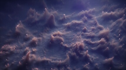 cosmic nebula with glowing particles and wispy clouds in deep space