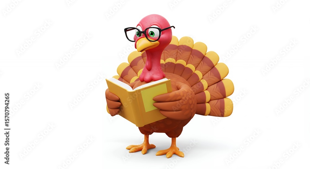 Cartoon turkey reading a book Stock Illustration | Adobe Stock