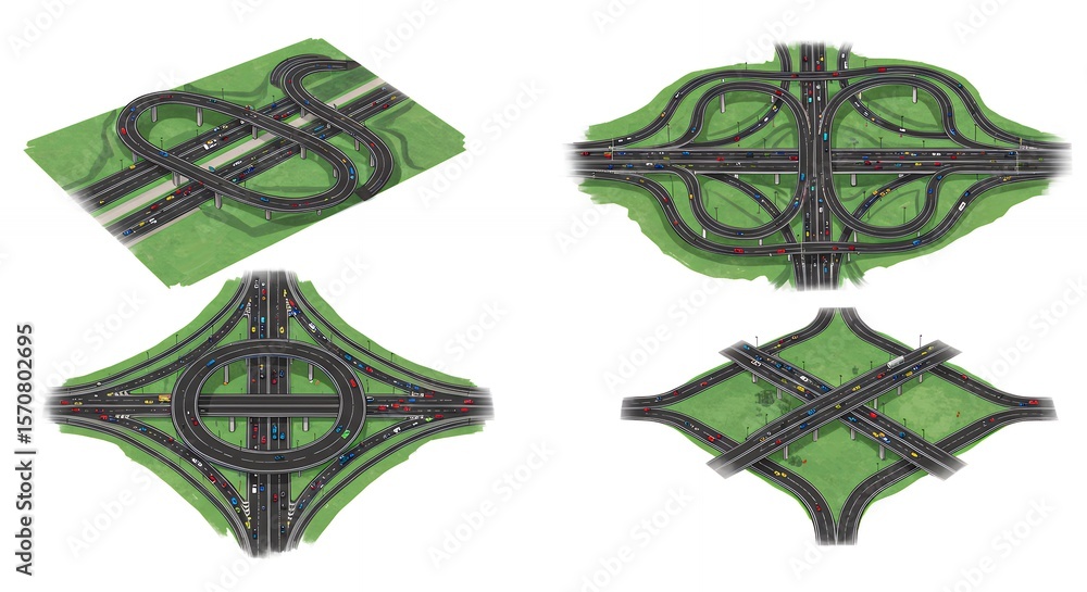 Highway intersection diagrams Stock Illustration | Adobe Stock