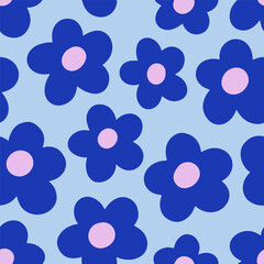 Wall Mural - daisy pattern, seamless design in groovy hippie style. floral print with doodle blossoms, flowers. e