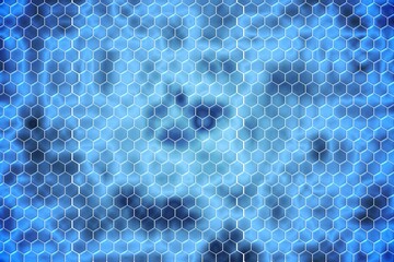 Wall Mural - hexagonal grid pattern floating over glowing blue field, creating seamless abstract digital design