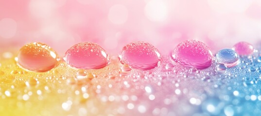 Wall Mural - A Colorful Rainbow of Shimmering Water Drops with Softly Focused Light and Abstract Effects