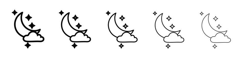 Moon and stars icon outline simple illustration isolated