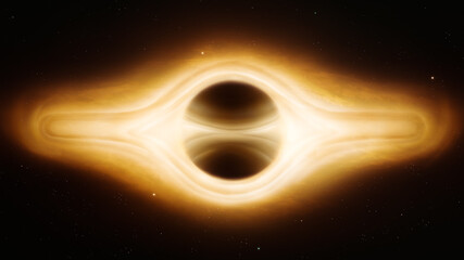 Wall Mural - supermassive black hole with accretion disk. singularity warps space and time. core of a star after 