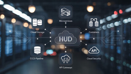 Cloud-Native App Development Flow background, Digital technology background, innovative technology Wallpaper, information security analysis, Web background
