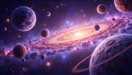 Colorful cosmic nebulae Celestial wonders Cosmic starry sky concept illustration
