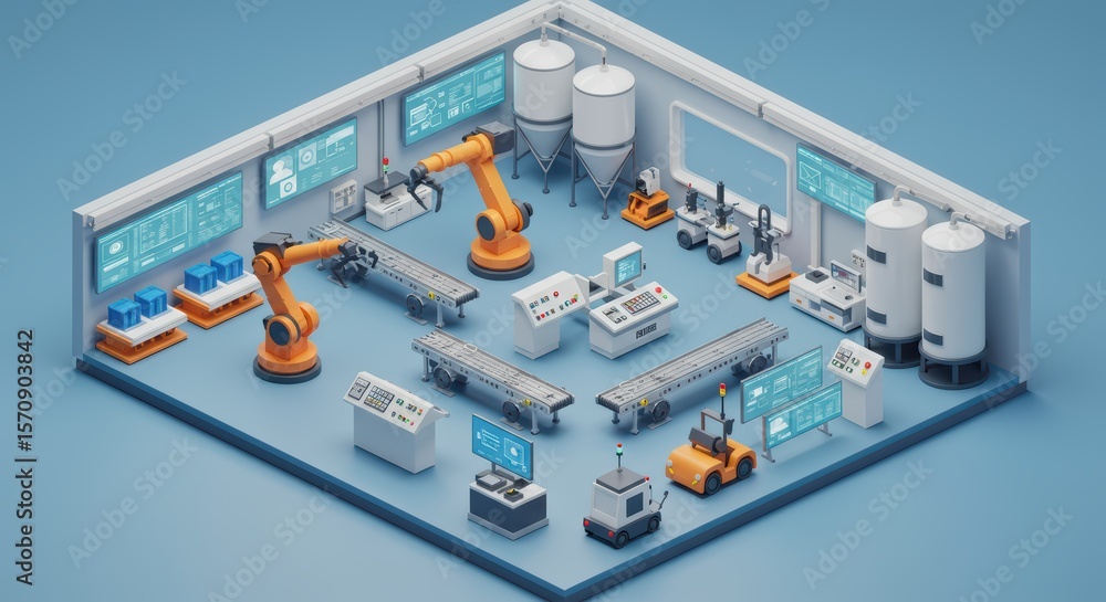 Manufacturing Environment Examples Automated Industrial Manufacturing and Logistics Systems in a Modern ...