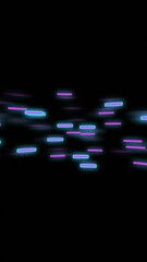 Wall Mural - animation of glowing light trails of data transfer moving on black background